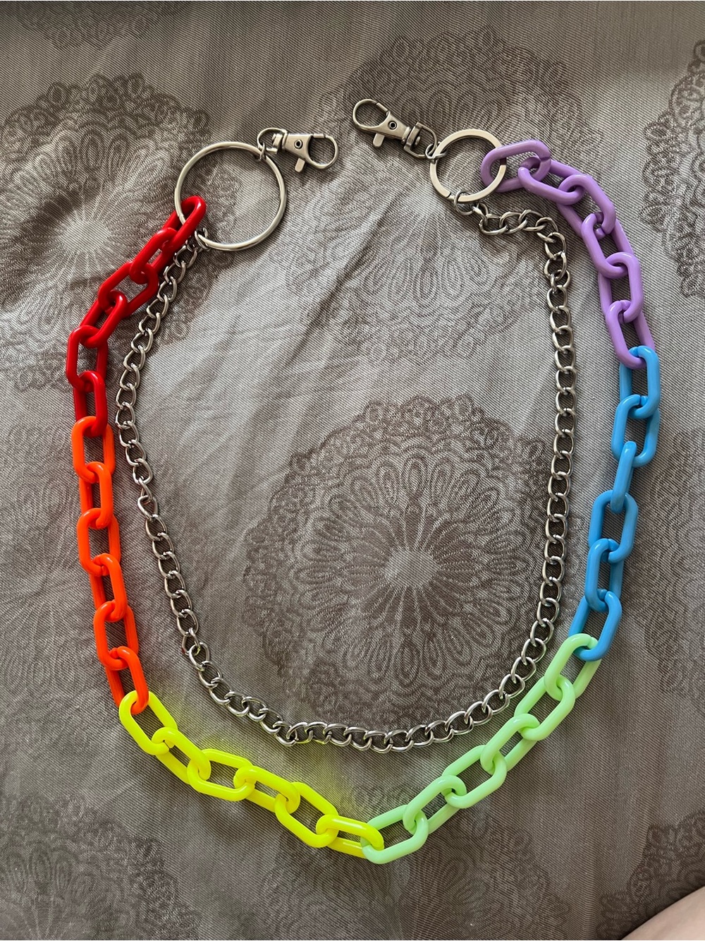 Nameless Multicolor Rainbow Chain Belt with Silver Hardware